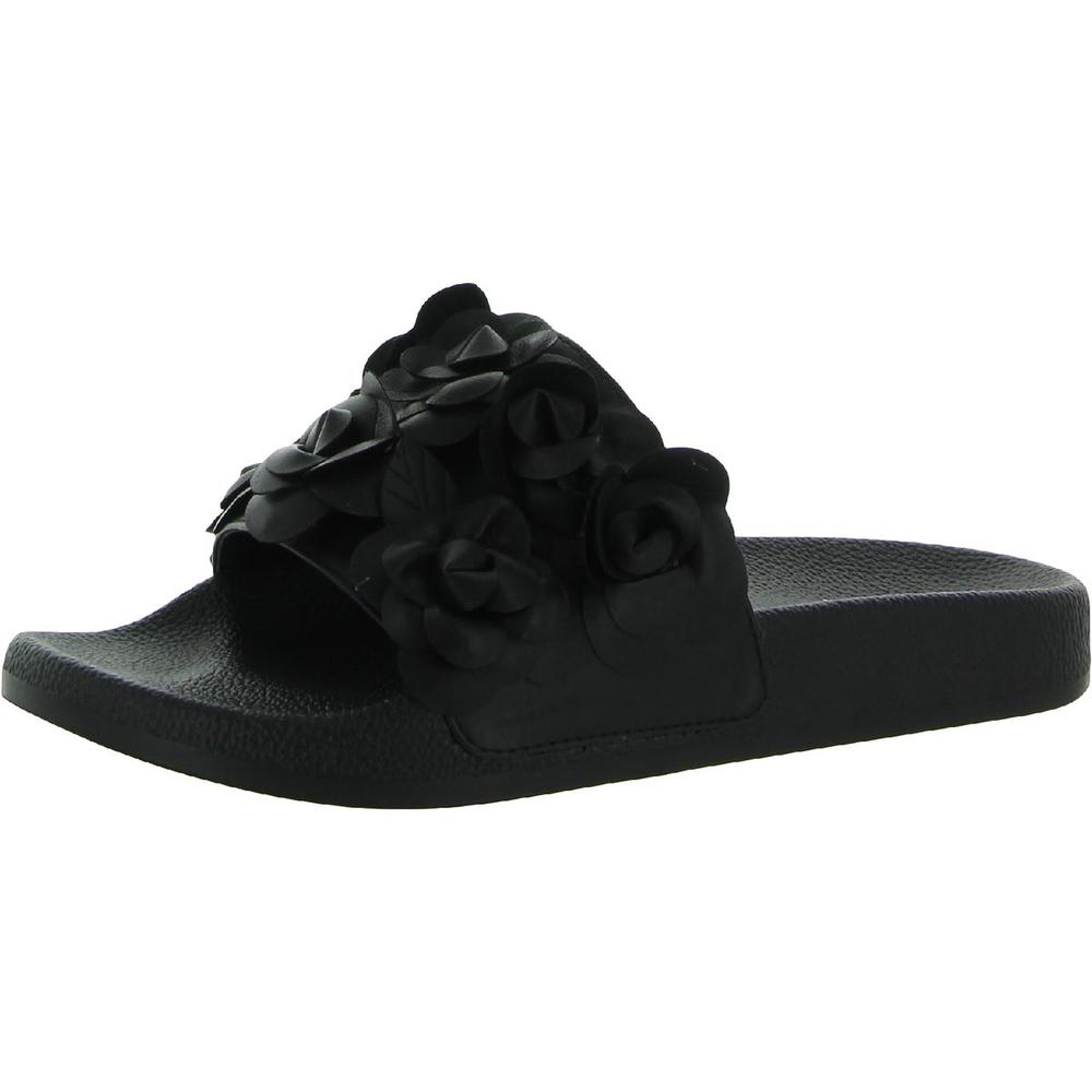 INC International Concepts Black Floral Slide Sandals